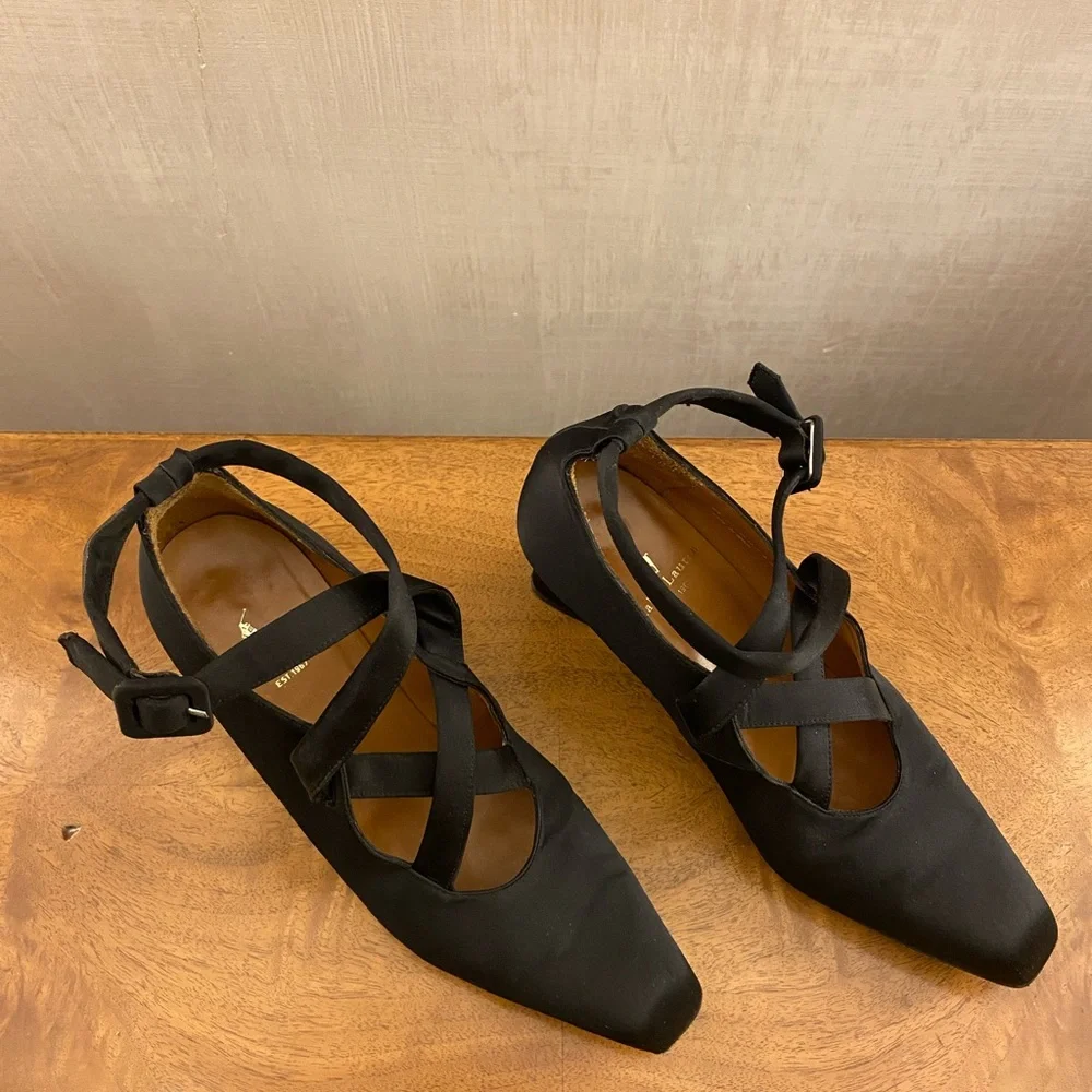 Vintage Ralph Lauren Black Satin Shoes Size 6 - Picture 4 of 16